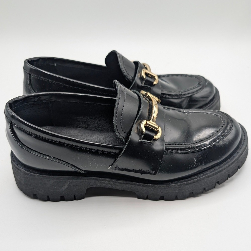Steve Madden Chunky Heel 8 Y2k Horsebit Penny Loafer Black Preppy Academia